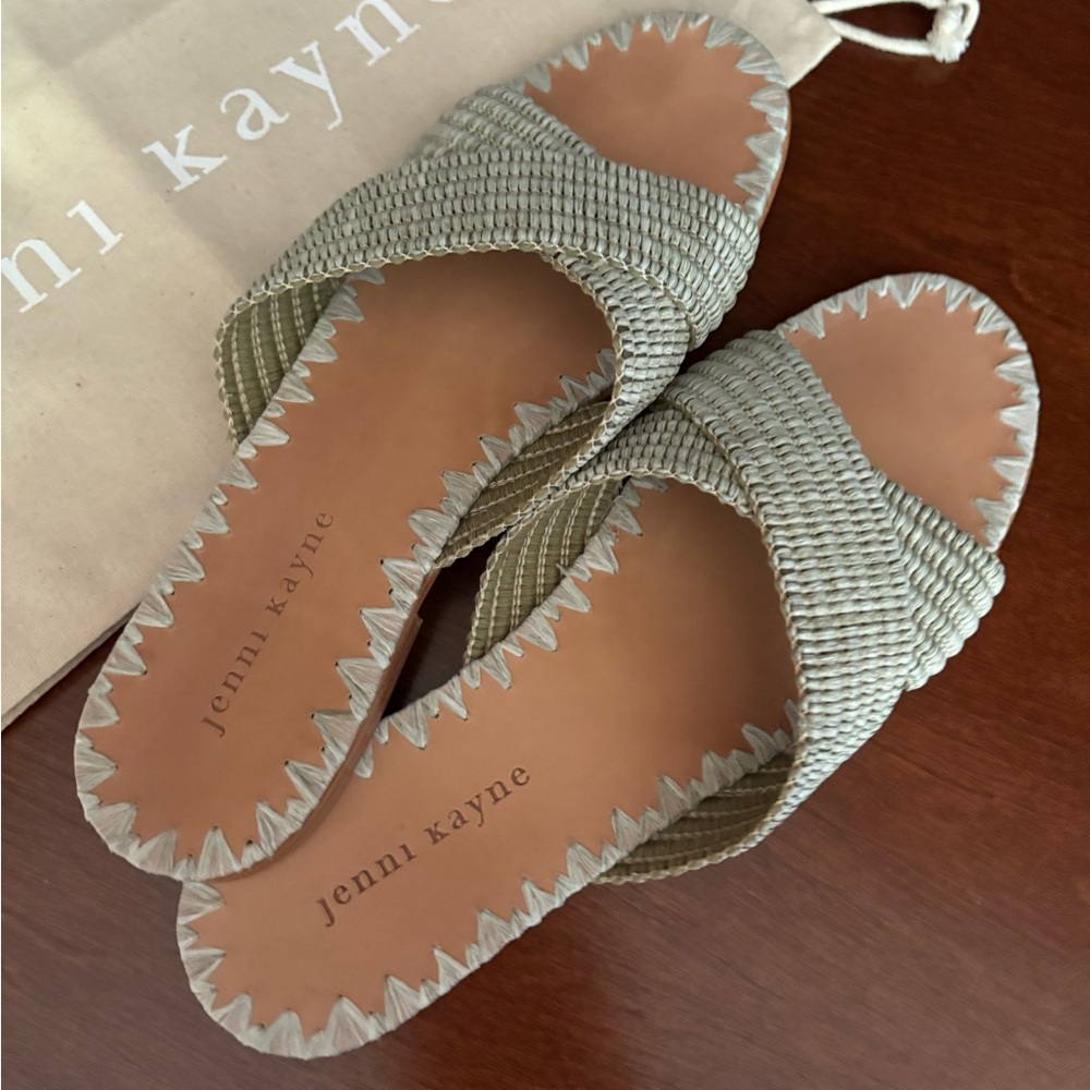 Worn once! Jenni Kayne Woven Crossover Raffia Sandals